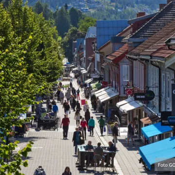 Gågata i Lillehammer i august